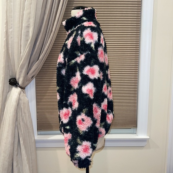 Sandy Liang x Target Floral Black Teddy Sherpa Half Zip Jacket - Picture 8 of 12